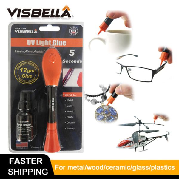 VISBELLA 5 Second Fix UV Light Pen Glue Super Powered Liquid Plastic Adhesive for Metal Wood Ceramic Glass Repair Hand Tool Sets