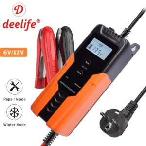 Deelife Automatic Car Battery Charger 12V Intelligent Auto Pulse Repair Maintainer Trickle Charging for Motorcycle Moto 6V 12 V
