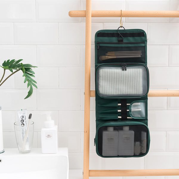 HMUNII New Fashion Women's PU Leather Waterproof Toiletries Storage Bag Beauty Organizer  Foldable Travel Accessories Unisex 3
